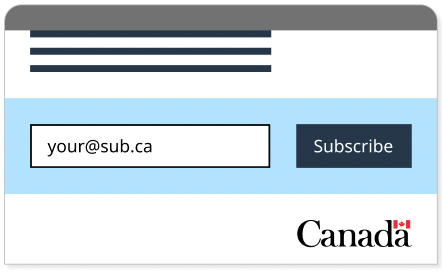 Shown is a subscribe field to show how users would subscribe for updates.