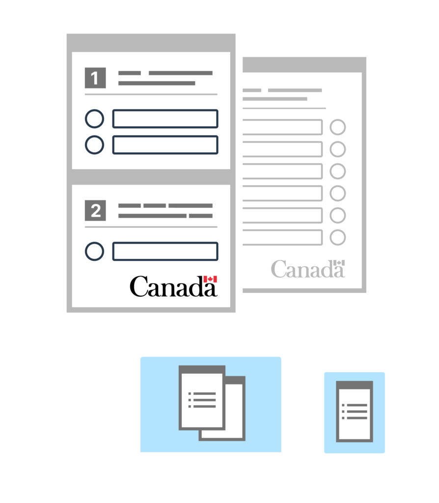 Différents appareils affichant un formulaire du gouvernement du Canada. 