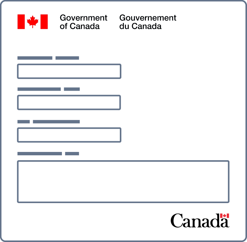 Illustration d’un formulaire simple avec quelques champs de saisie et l’image de marque du gouvernement du Canada.