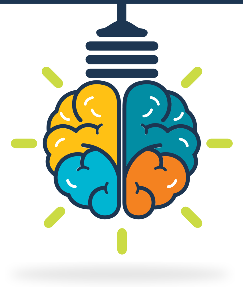 Idea and innovation concept represented by a brain as a light bulb