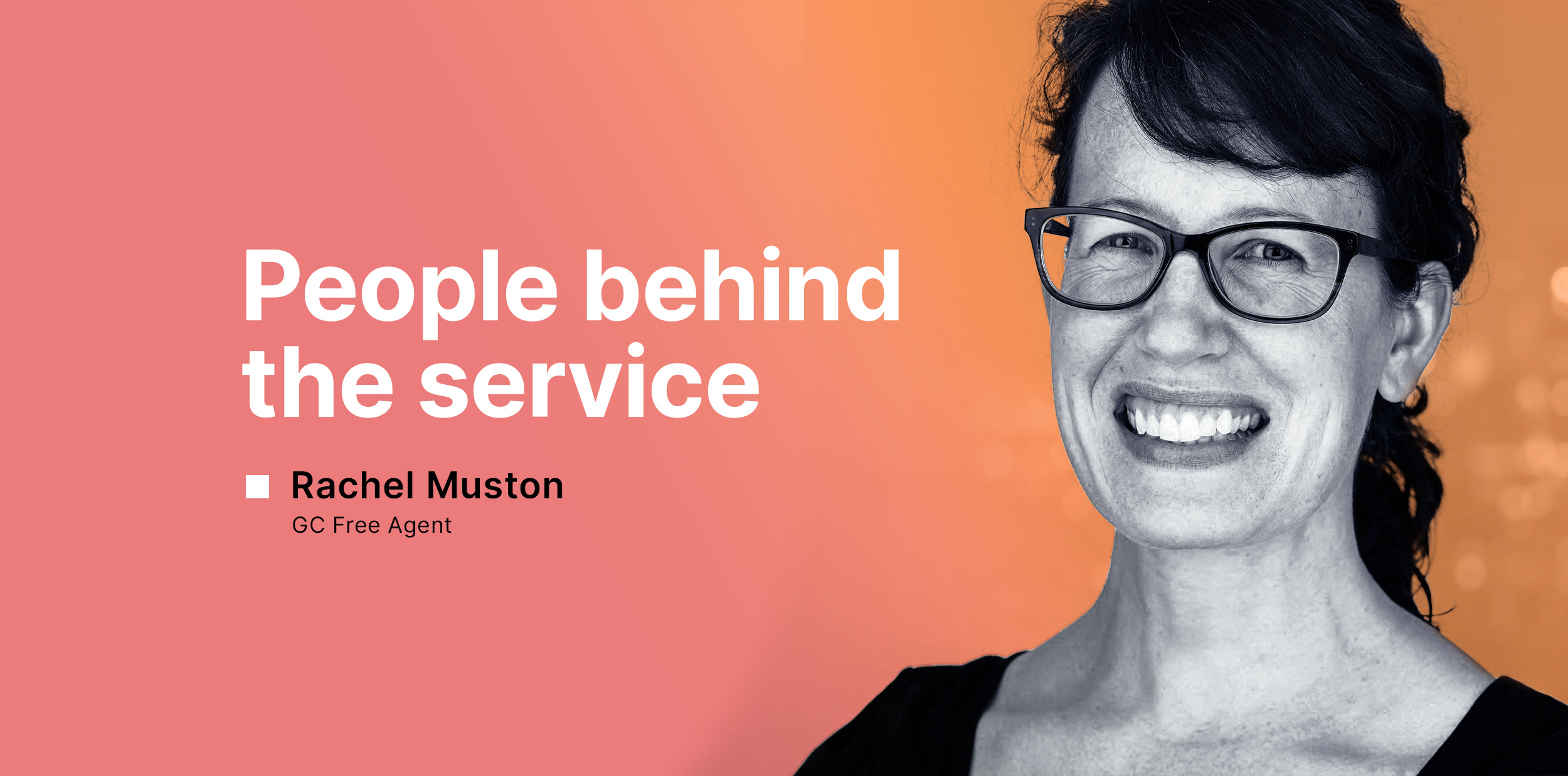 Photograph of public servant Rachel Muston smiling for “People behind the service” series.