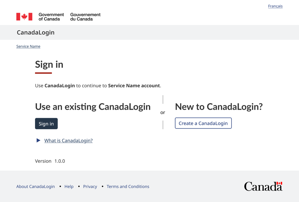 The CanadaLogin sign-in page
