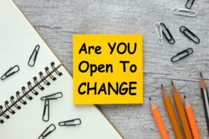 Picture of a hand written note : Are you open to CHANGE
