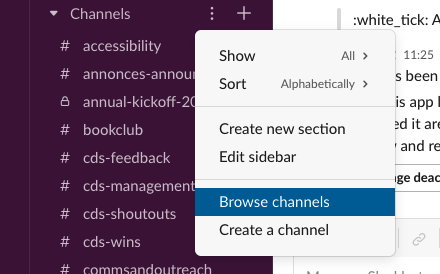 Slack screenshot browse channels
